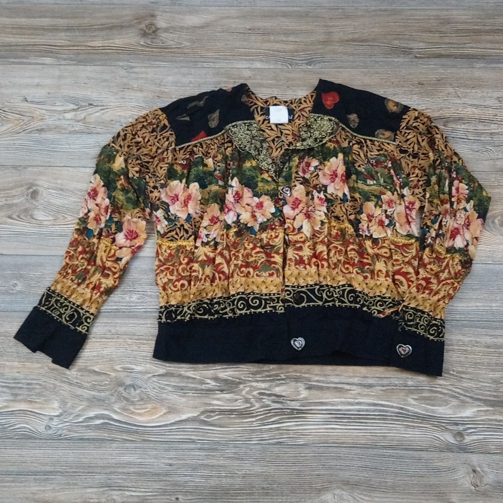 Vintage Cottagecore Lightweight Eccentric Button Down Front Blouse Top
